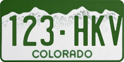 CO license plate 123HKV
