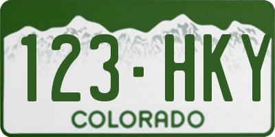 CO license plate 123HKY