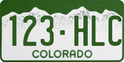 CO license plate 123HLC