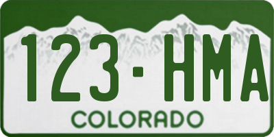 CO license plate 123HMA
