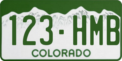 CO license plate 123HMB