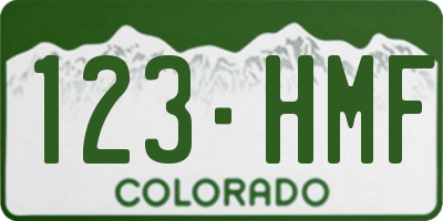 CO license plate 123HMF