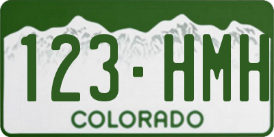 CO license plate 123HMH