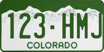 CO license plate 123HMJ
