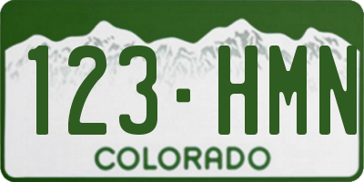 CO license plate 123HMN
