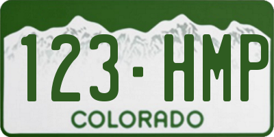 CO license plate 123HMP