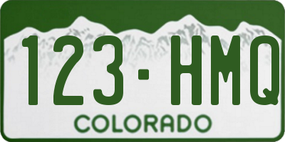 CO license plate 123HMQ