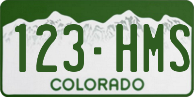 CO license plate 123HMS