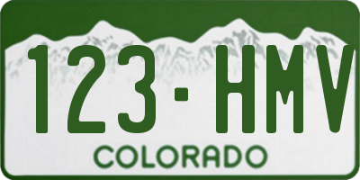 CO license plate 123HMV