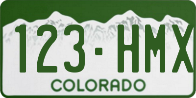 CO license plate 123HMX