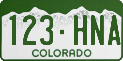 CO license plate 123HNA