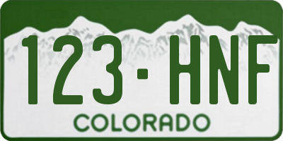 CO license plate 123HNF
