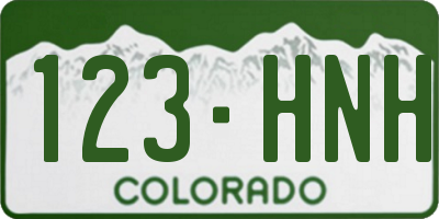 CO license plate 123HNH