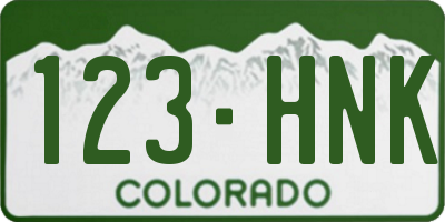 CO license plate 123HNK