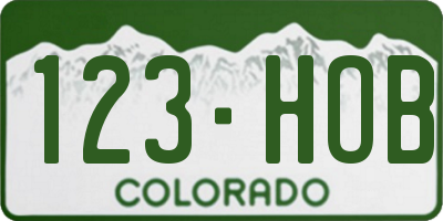 CO license plate 123HOB