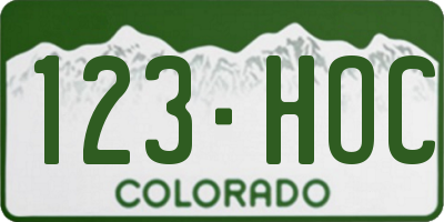 CO license plate 123HOC