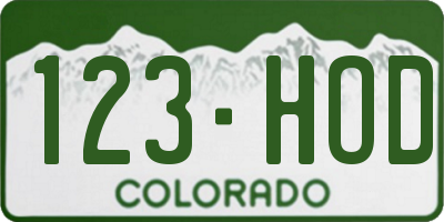 CO license plate 123HOD