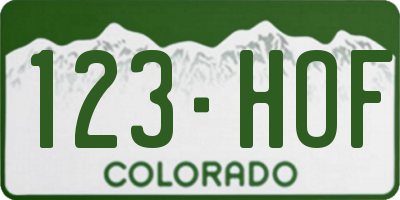 CO license plate 123HOF