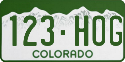 CO license plate 123HOG