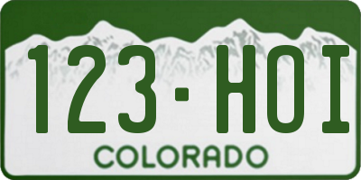 CO license plate 123HOI