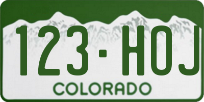 CO license plate 123HOJ
