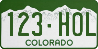 CO license plate 123HOL