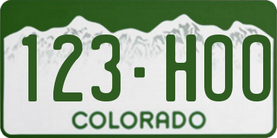 CO license plate 123HOO