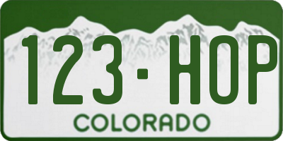 CO license plate 123HOP