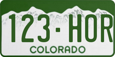 CO license plate 123HOR
