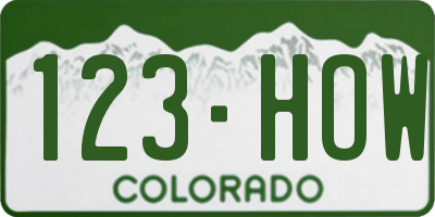 CO license plate 123HOW
