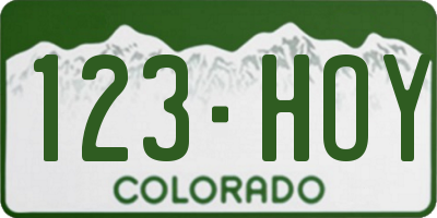CO license plate 123HOY