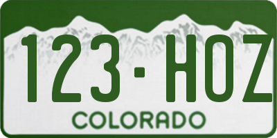 CO license plate 123HOZ