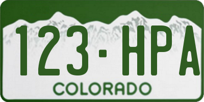 CO license plate 123HPA