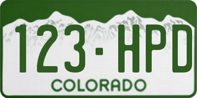 CO license plate 123HPD
