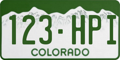 CO license plate 123HPI