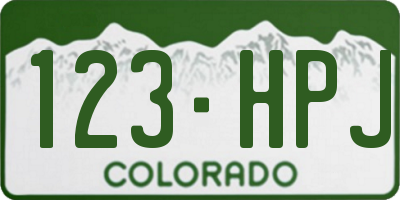 CO license plate 123HPJ