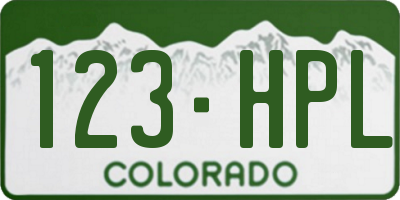 CO license plate 123HPL