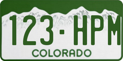 CO license plate 123HPM