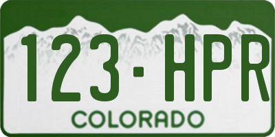 CO license plate 123HPR