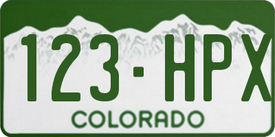 CO license plate 123HPX