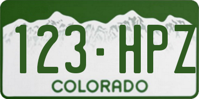 CO license plate 123HPZ