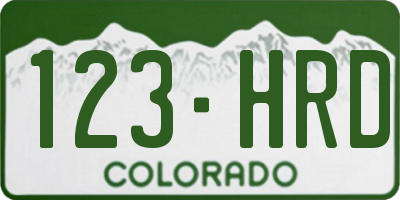 CO license plate 123HRD