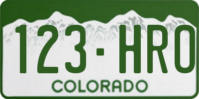CO license plate 123HRO