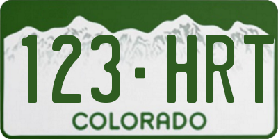CO license plate 123HRT