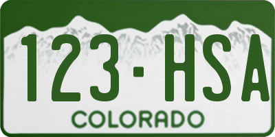 CO license plate 123HSA