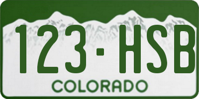 CO license plate 123HSB