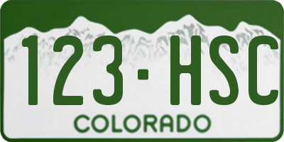 CO license plate 123HSC