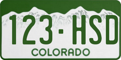 CO license plate 123HSD