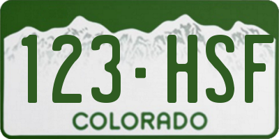 CO license plate 123HSF