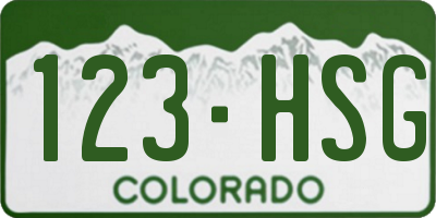 CO license plate 123HSG